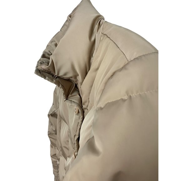 Size Small Womens Andrew Marc Goose Down Puffer Coat Quilted Beige EUC 6522 - Picture 9 of 12